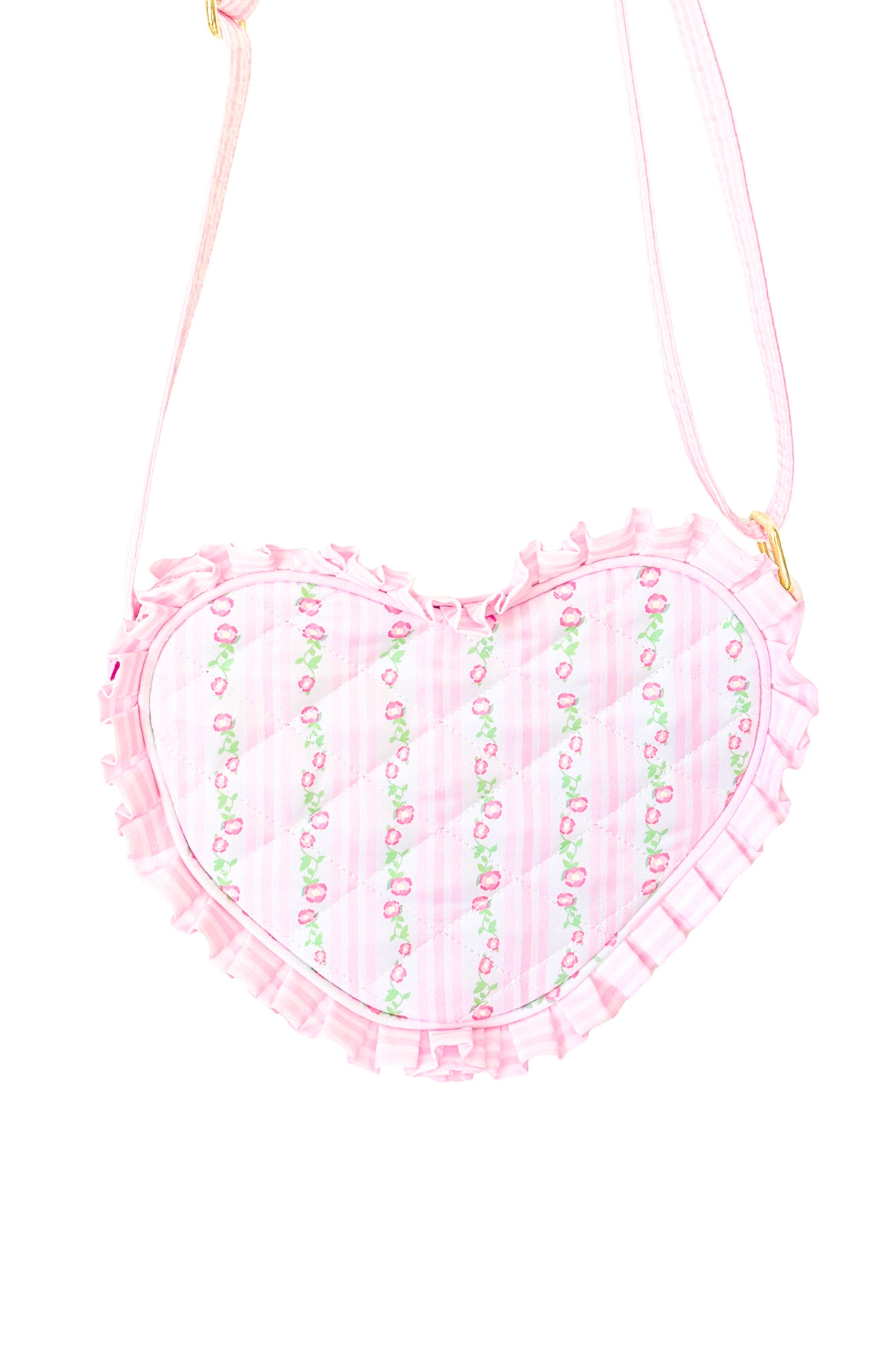 Bits 
Bows Floral Ruffle Girls
 Heart Purse, Main, color, Pink/Green/White