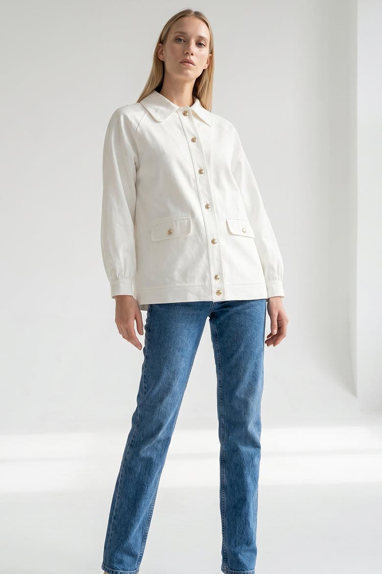 Delancy Shirt Collar Long Sleeve Jacket, Alternate, color, Ecru