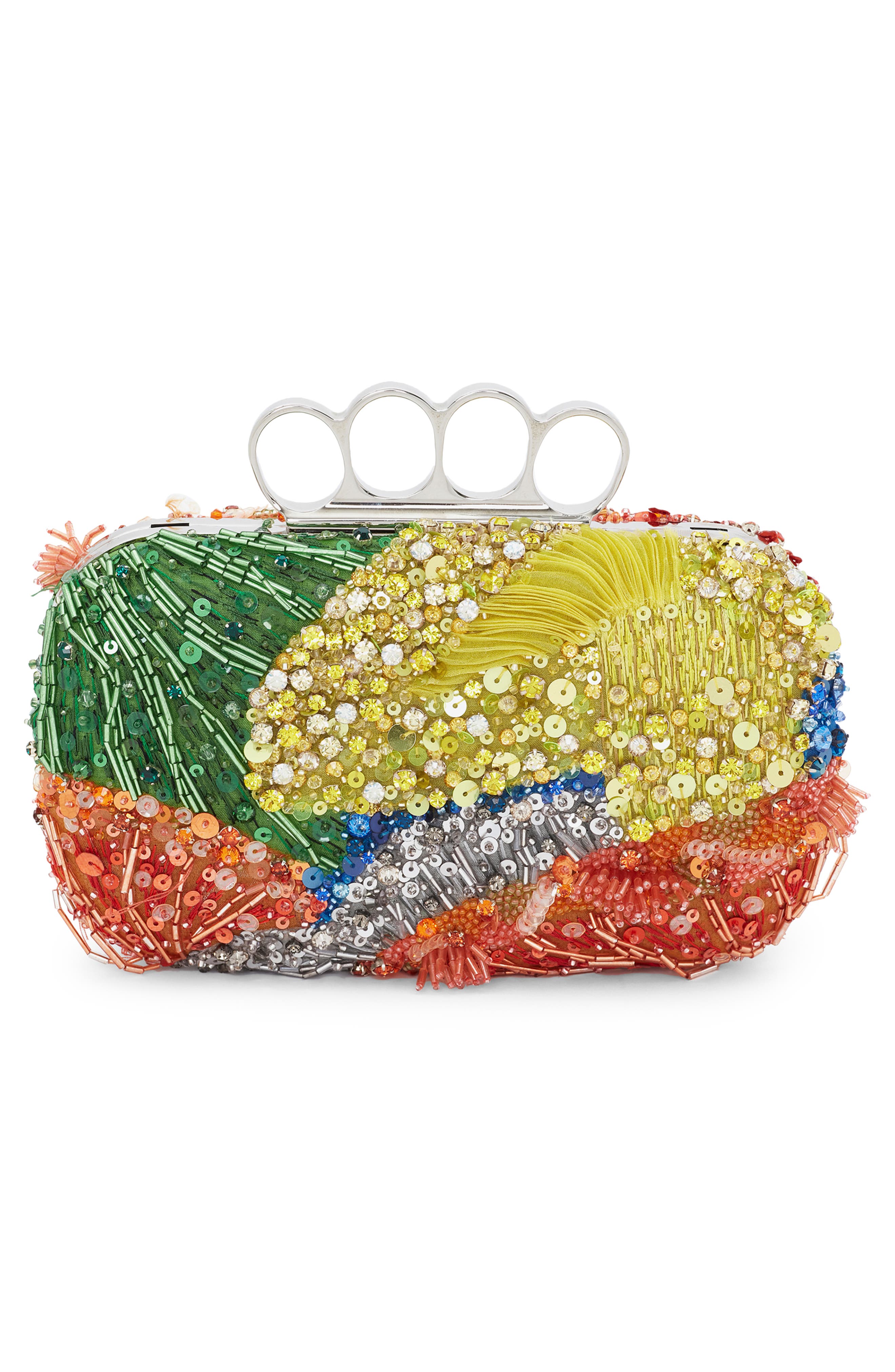 McQueen Embellished Four Ring Box Clutch, Alternate, color, 