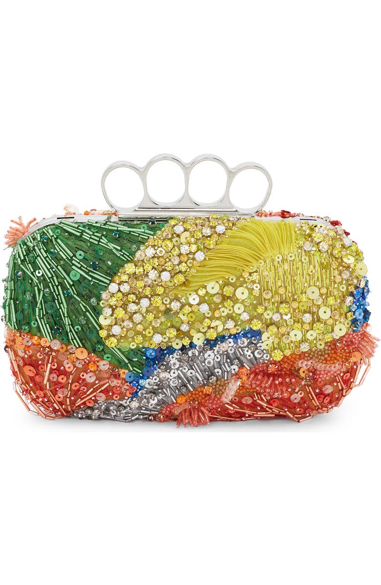 McQueen Embellished Four Ring Box Clutch, Alternate, color,
