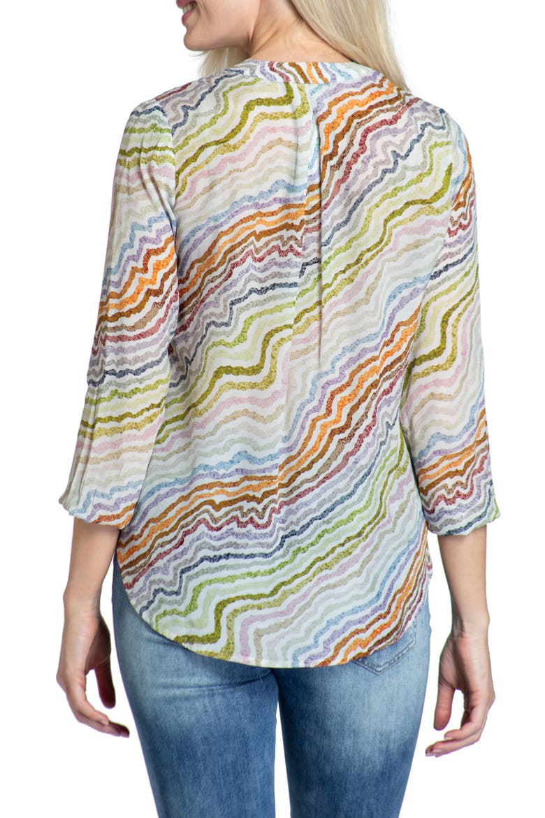 Print Tassel Surplice Chiffon Top, Alternate, color, GREEN MULTI