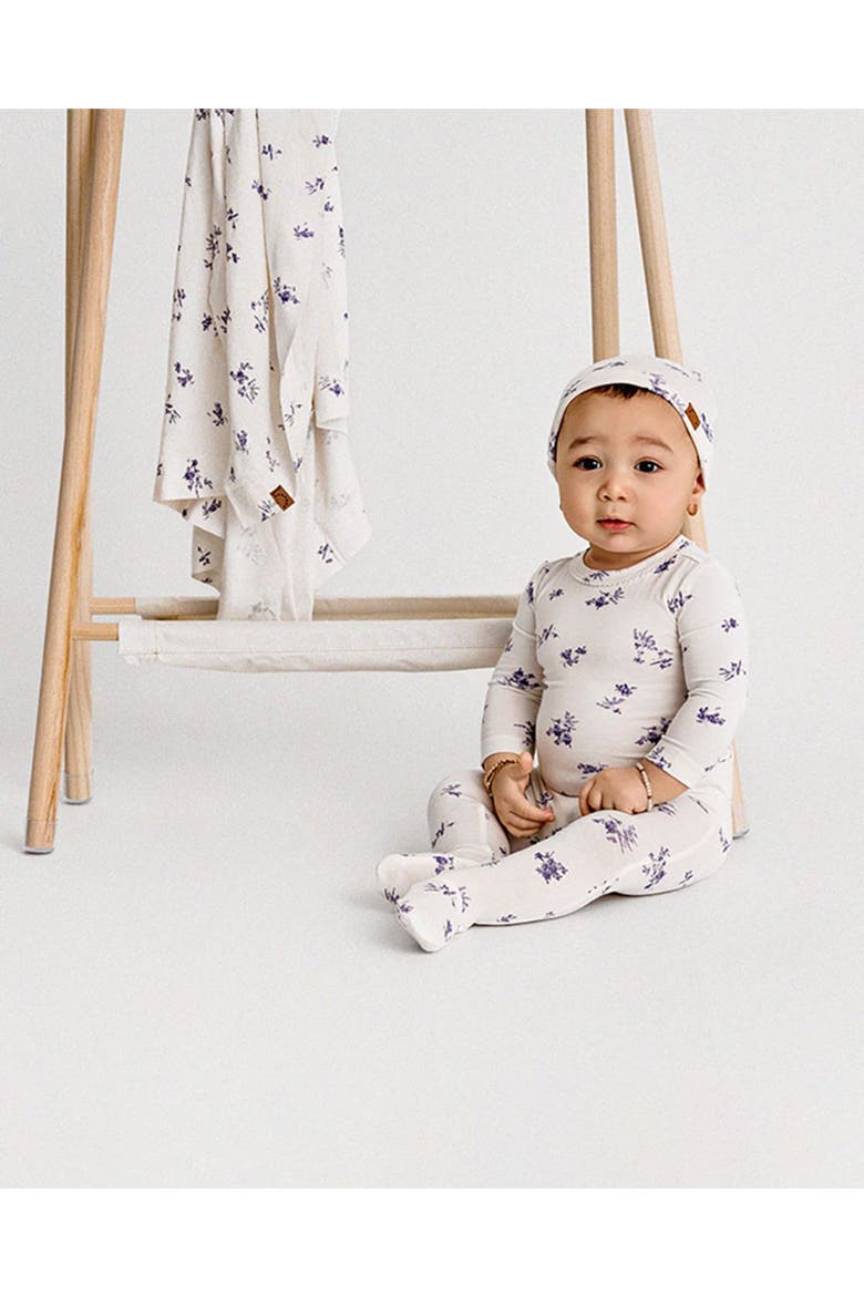 3 Piece Baby Girls Floral Toile Rayon Blend Footie Set, Alternate, color, Winter White