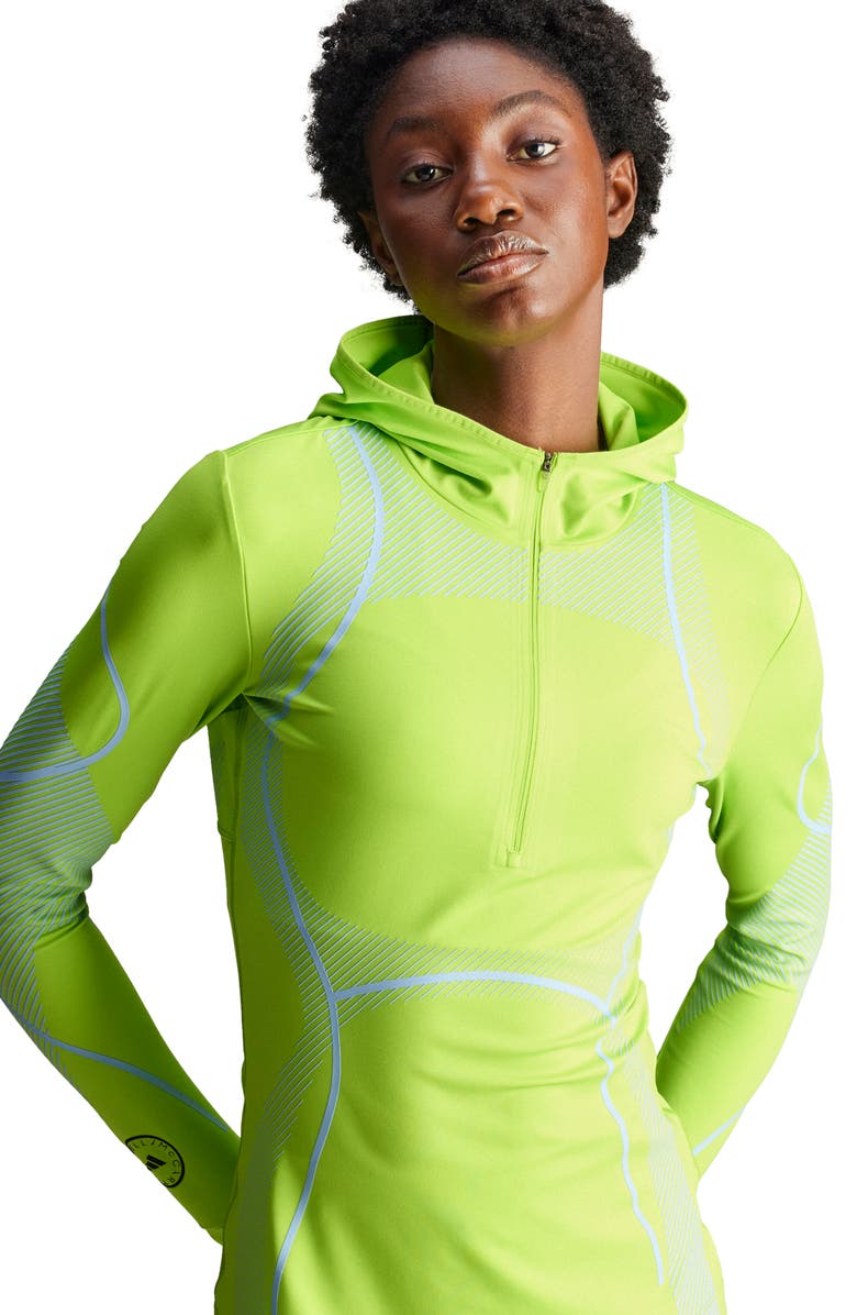 adidas by Stella McCartney Half Zip Hoodie, Alternate, color, Semi Solar Slime