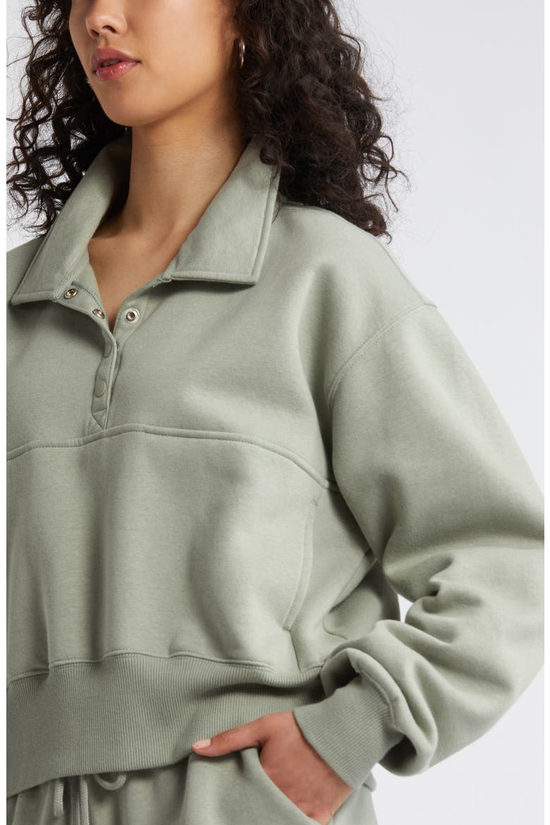 Polo Fleece Sweatshirt, Alternate, color, GREEN HALO