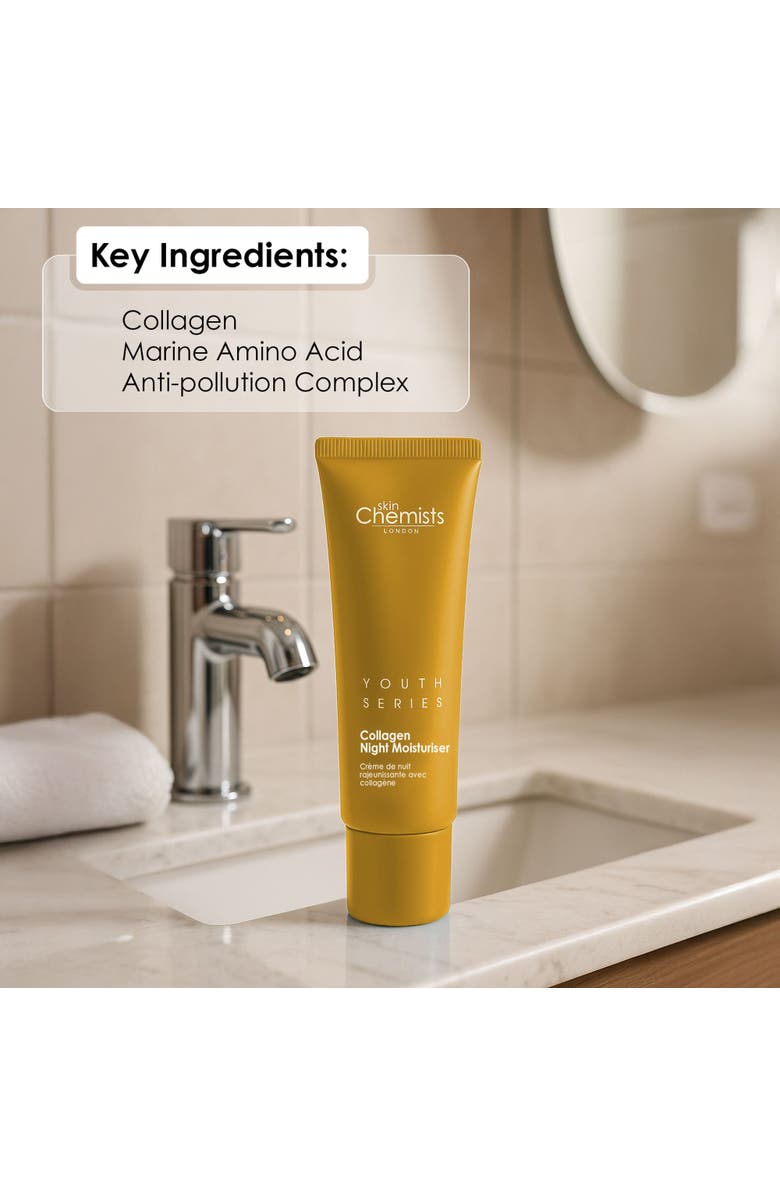 SKINCHEMISTS Youth Series 1% Collagen Night Moisturiser 50ml for Loss of Firmness, Anti-Aging, Alternate, color, White