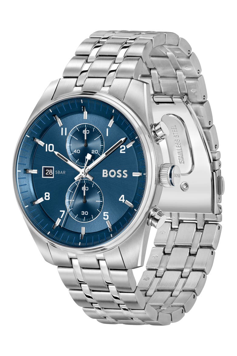 Skytraveller Chronograph Bracelet Watch, 44mm, Alternate, color, BLUE