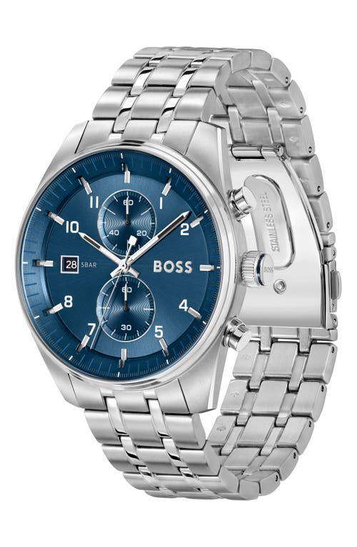Hugo Boss Boss Skytraveller Chronograph Bracelet Watch, 44mm In Metallic