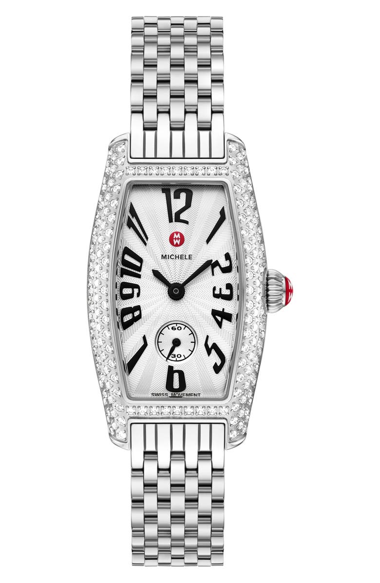 MICHELE Special Edition Diamond Coquette Stainless Steel Watch, Main, color, Silver
