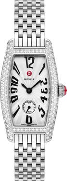 MICHELE Special Edition Diamond Coquette Stainless Steel Watch, 23mm x 34mm