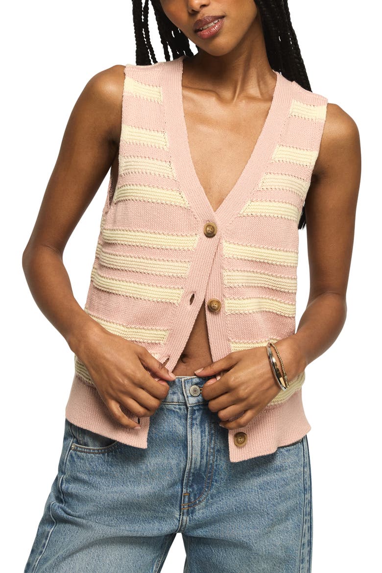 Stripe Sweater Vest, Main, color, ROSE SMOKE
