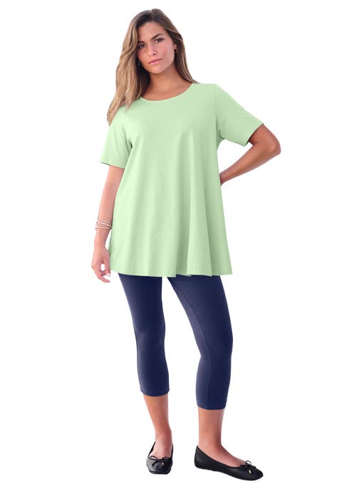 Plus Size Ultimate Cotton Crewneck Short Sleeve Swing Tee (Plus)