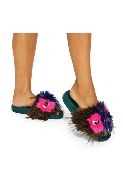 Meena Mascot Faux Fur Slide Sandal