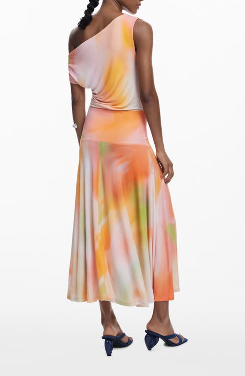 Desigual One-shoulder Midi Dress In Multi
