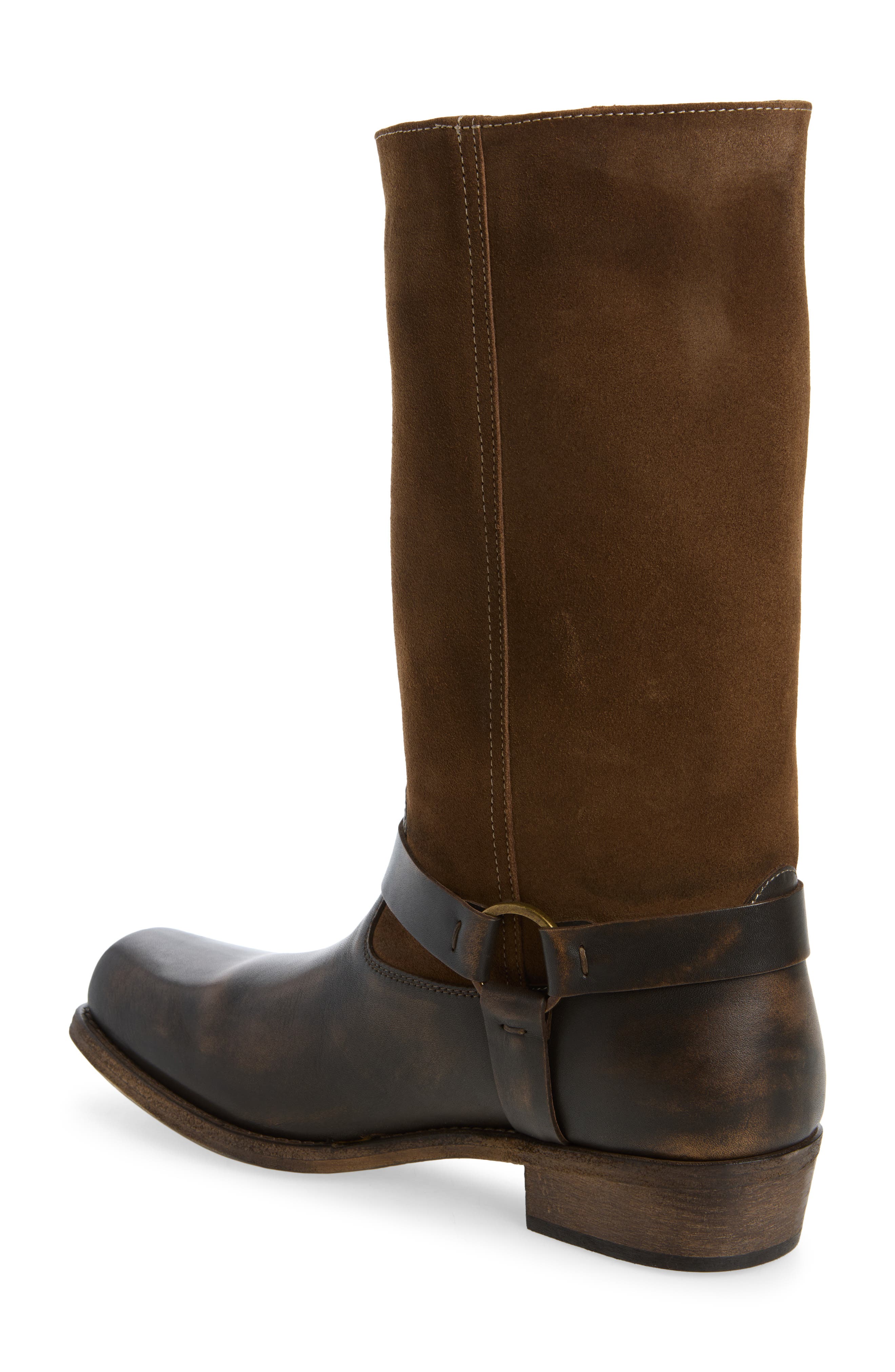 Biker Square Leather Boot, Alternate, color, TABACCO/ BROWN