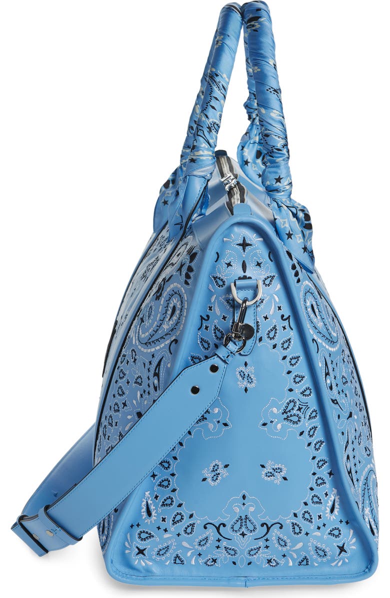 AMIRI Bandana Embroidered Leather Weekend Bag, Alternate, color,