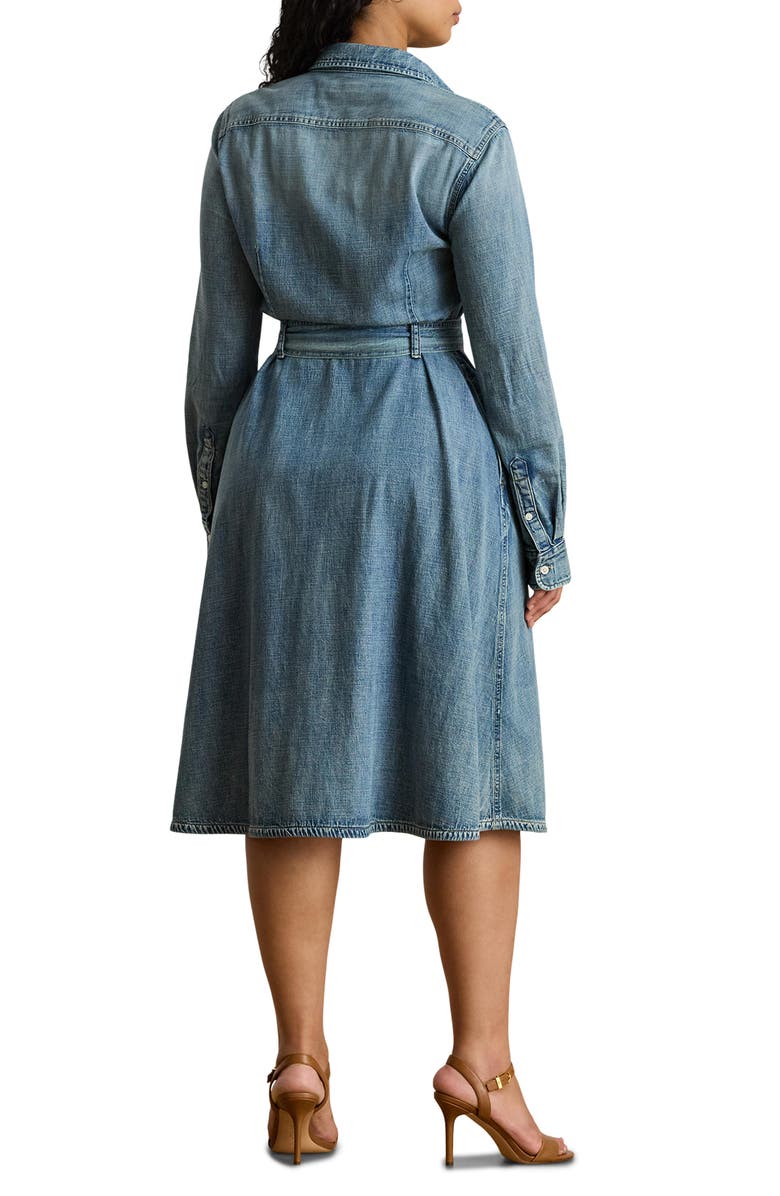Lauren Ralph Lauren Belted Long Sleeve Denim Shirtdress, Alternate, color, Odwin Wash