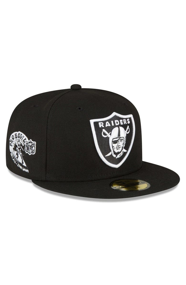 New Era Men's New Era Black Las Vegas Raiders 2001 Pro Bowl Side Patch 59FIFTY Fitted Hat, Main, color, 