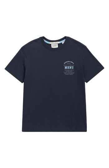 Scotch & Soda Kids' Inflight Menu Logo Graphic T-shirt In Black