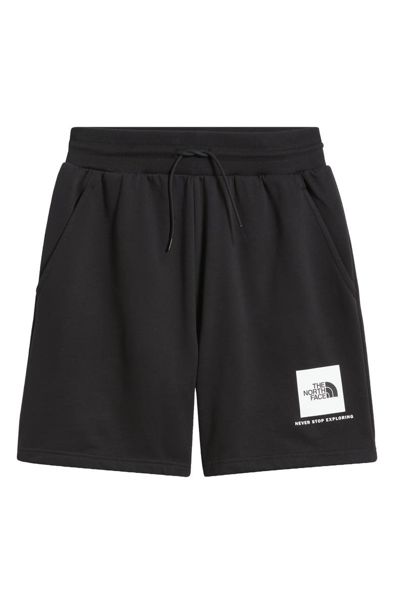 The North Face Box NSE Regular Fit French Terry Drawstring Shorts, Alternate, color, Tnf Black/ Tnf White