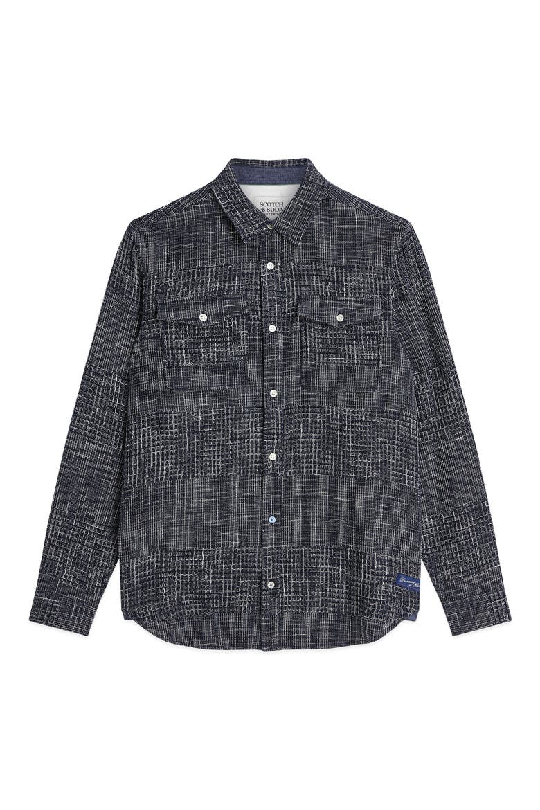 Woven Waffle Button-Up Shirt, Alternate, color, SKY CAPTAIN