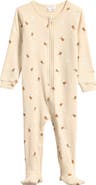 Petit Lem Bees Print Rib Footie