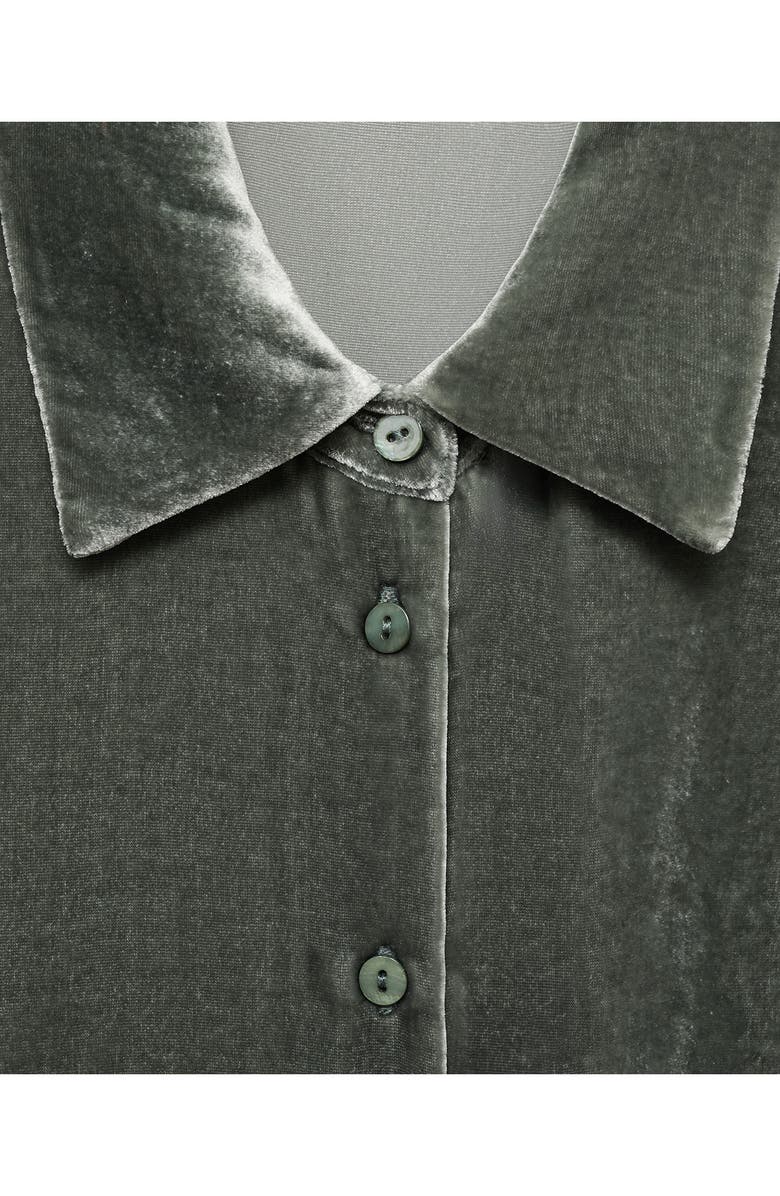 MANGO Velvet Button-Up Shirt, Alternate, color, Green