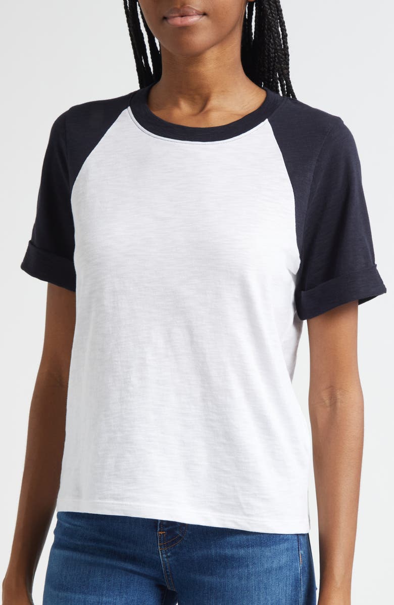 Veronica Beard Mason Cotton Baseball T-Shirt, Alternate, color, White Navy