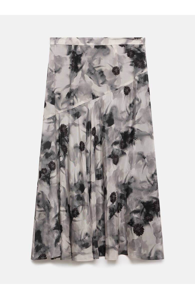 MINT VELVET Floral Print Midi Skirt, Alternate, color, Grey