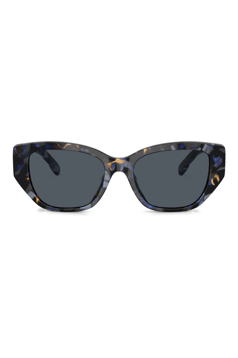 53mm Polarized Rectangular Sunglasses, Main, color, DARK GREY