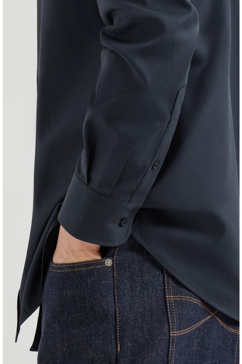 Garment-dyed twill  shirt with spread collar, Alternate, color, Navy Blue