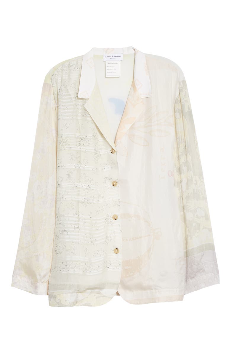 Marine Serre One of a Kind Mixed Print Silk Lounge Shirt, Alternate, color, 
