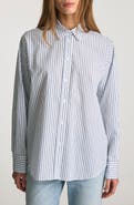 Mavi Jeans Stripe Relaxed Fit Cotton Blend Button-Up Shirt