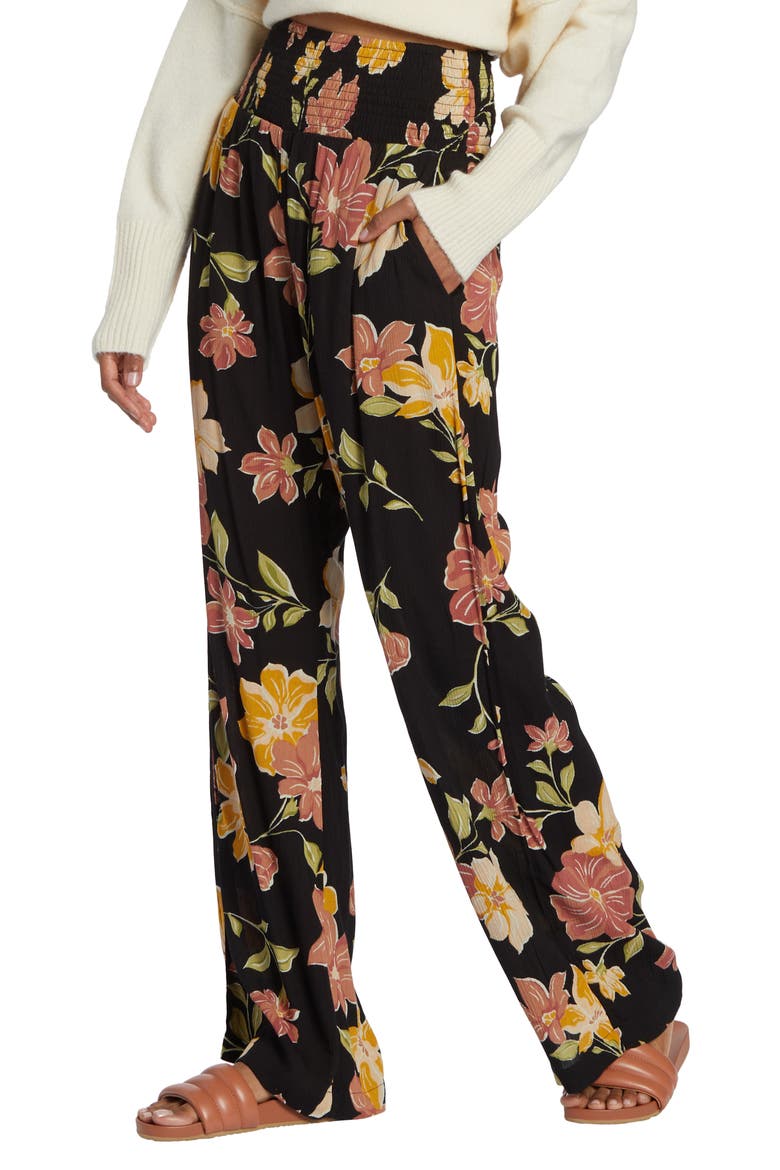 Smooth Sailing Floral Wide Leg Pants, Alternate, color, BLACK