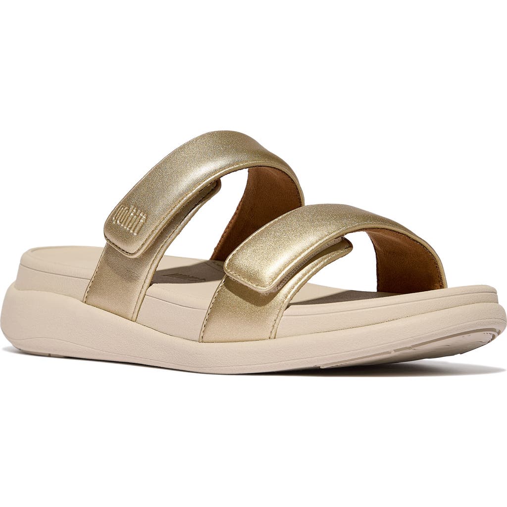 Fitflop F-mode Go Adjustable Platform Slide Sandal In Silver