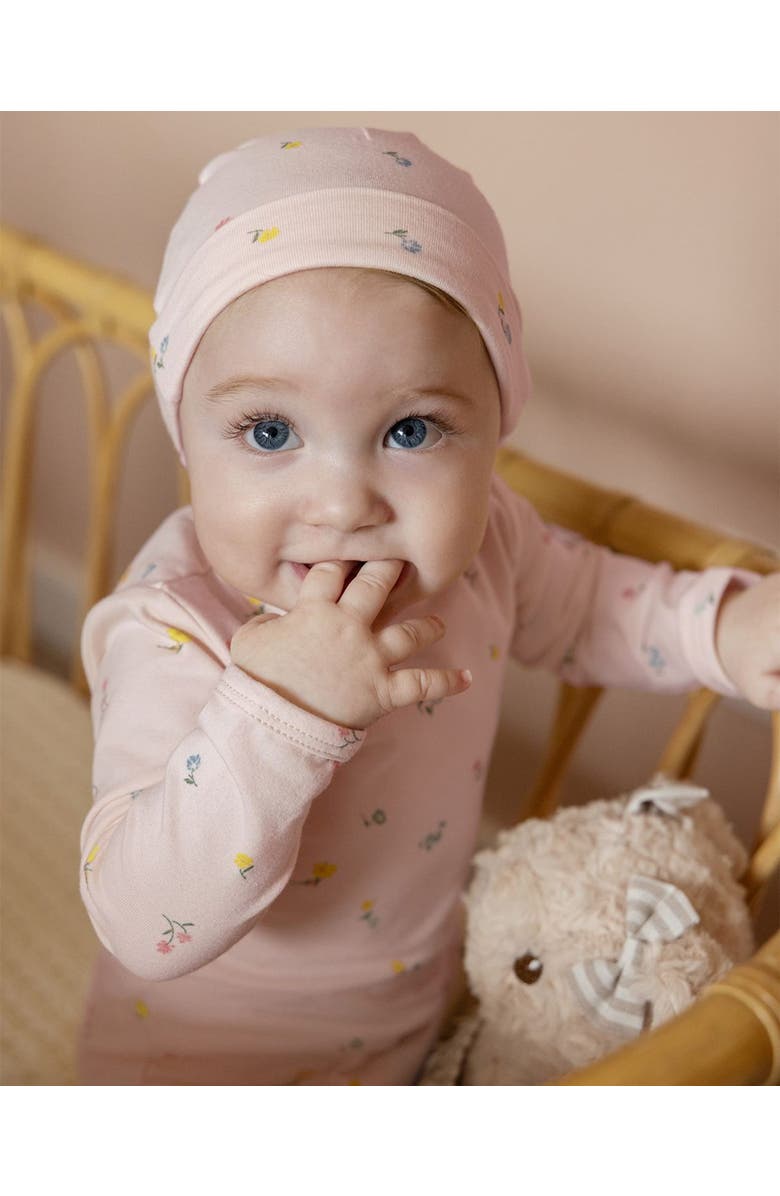 MiniMoi 3 Piece Baby Girls Cotton Rich Footie Set, Alternate, color, Blush