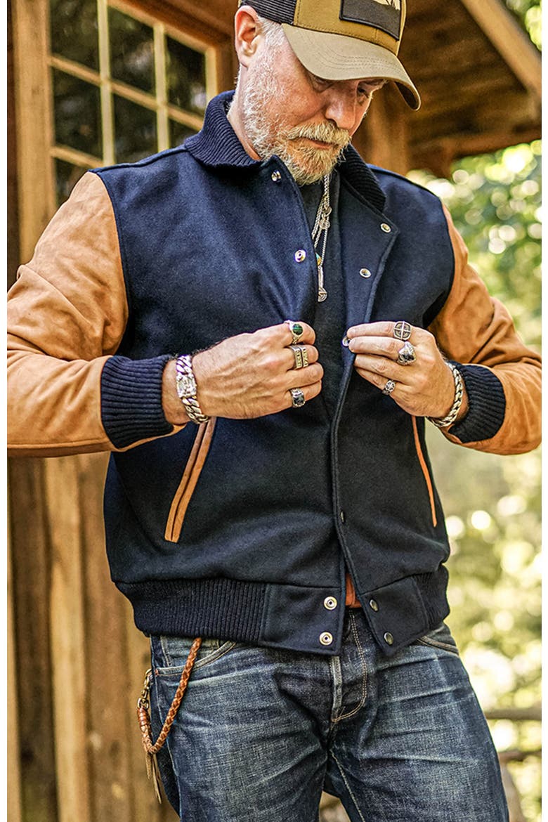 BAKER MOUNT VARSITY JACKE, Alternate, color, Navy