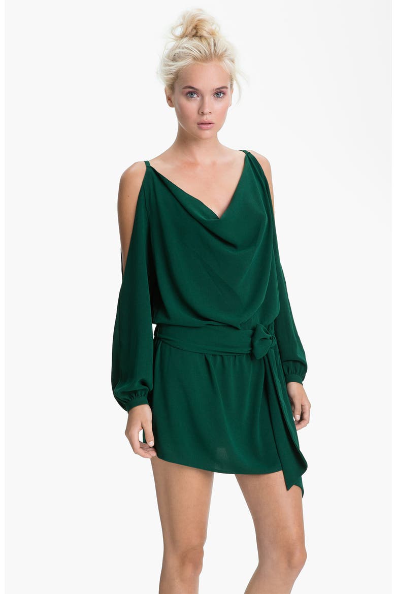 Split Shoulder Dress, Main, color, KELLY GREEN
