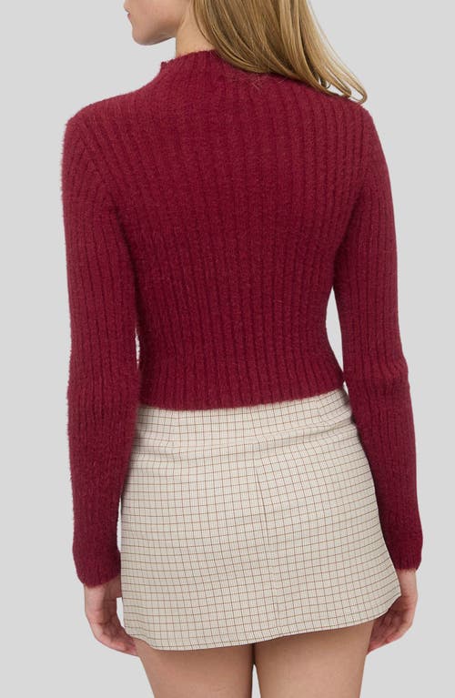 Blu Pepper Mock Neck Crop Sweater In Red