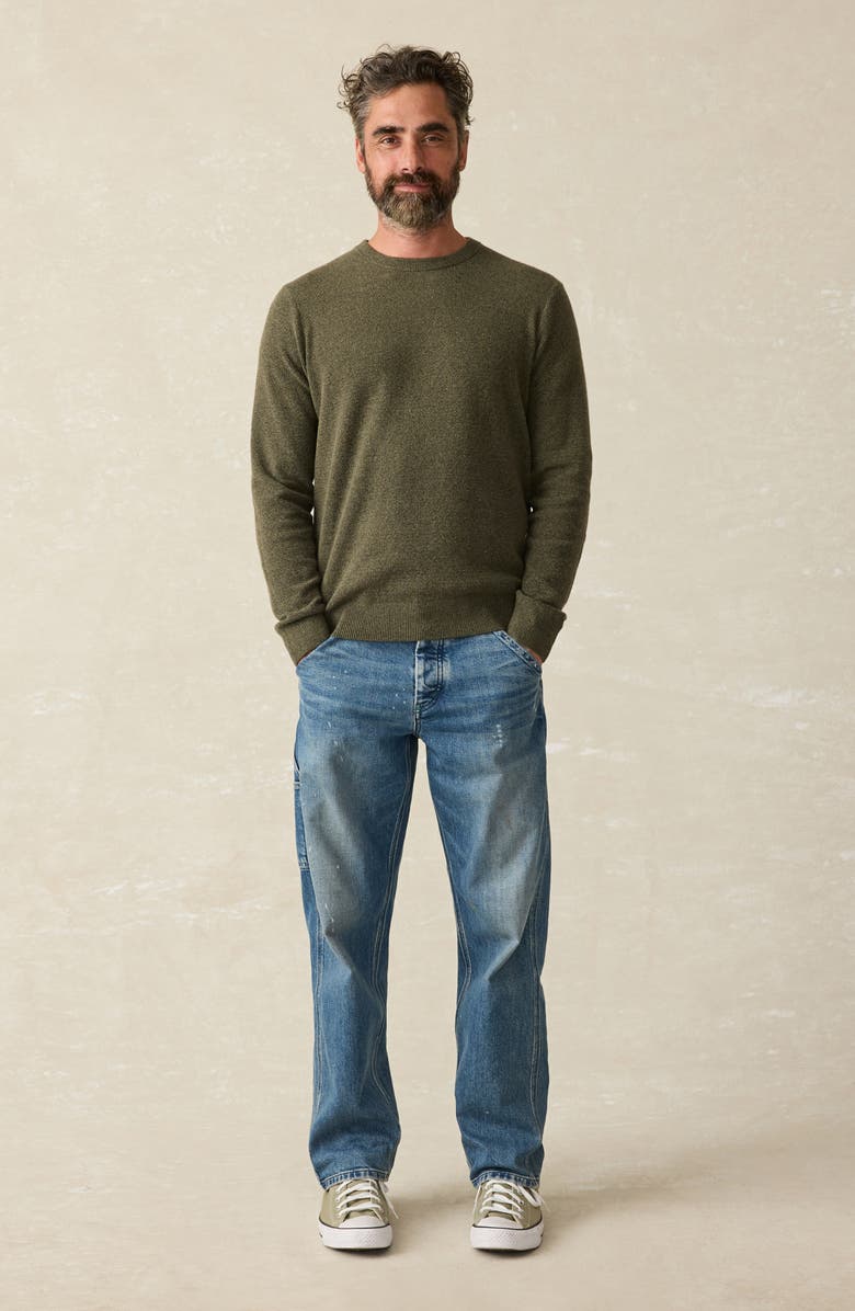 Faherty Jackson Organic Cotton Blend Sweater, Alternate, color, Olive Heather