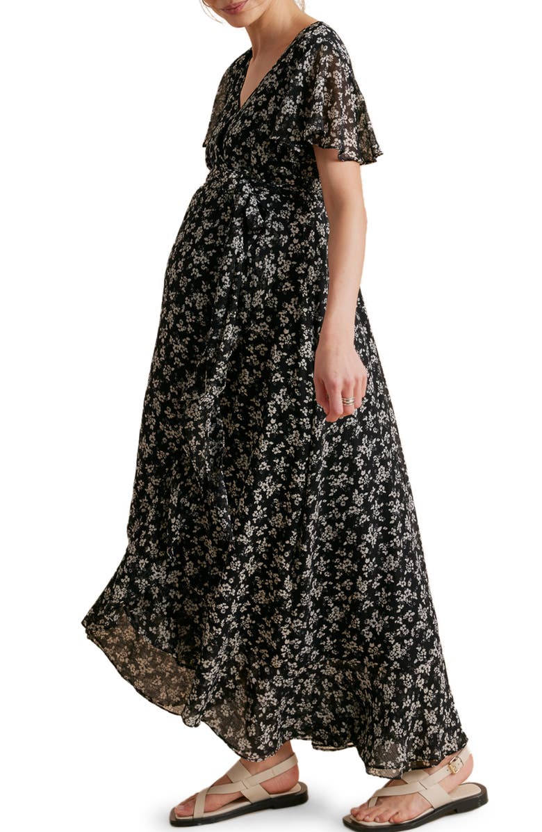 A PEA IN THE POD Floral Faux Wrap Maternity Dress, Alternate, color, 