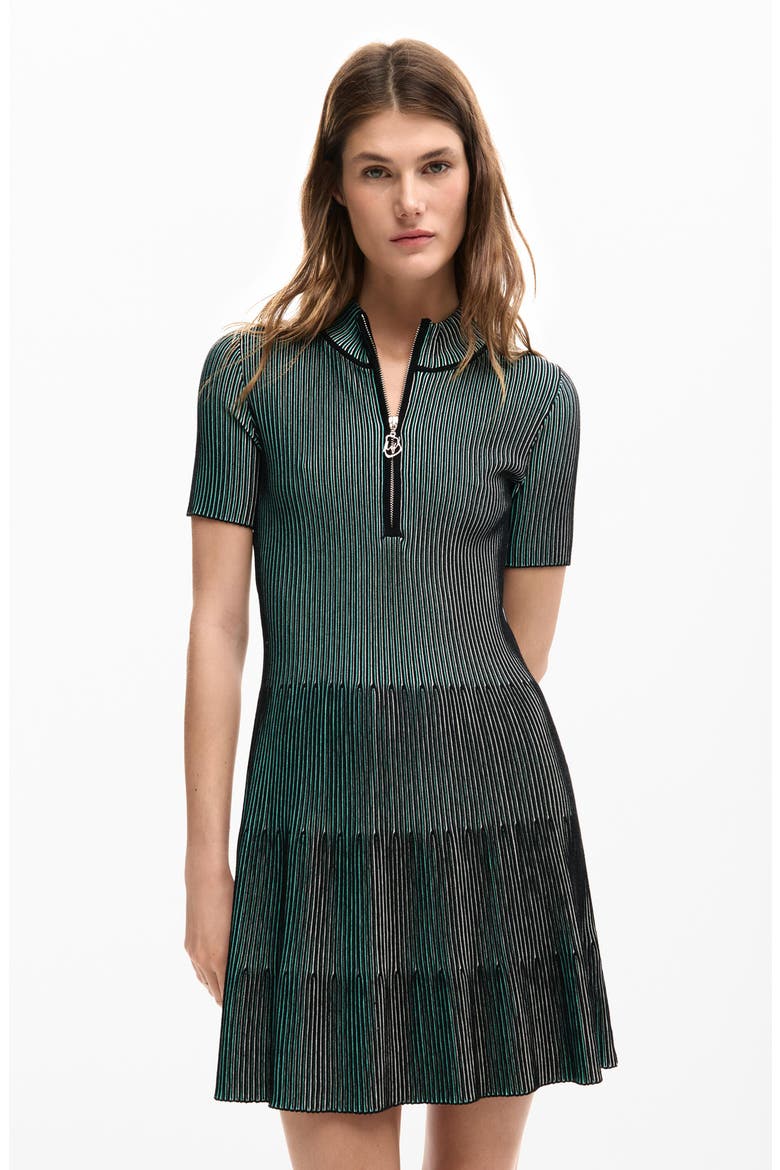 Rib Half Zip Minidress, Alternate, color, BLUE