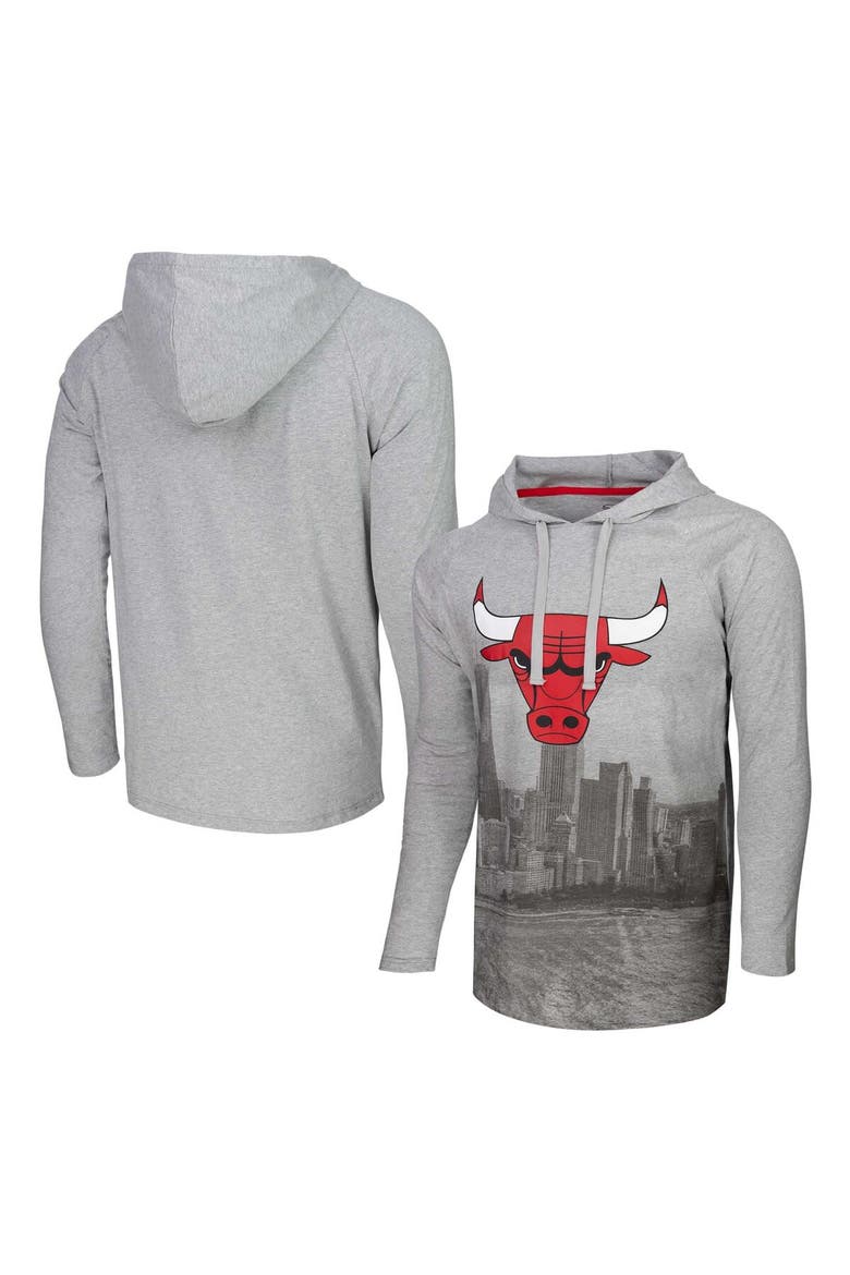 Men's Stadium Essentials Heather Gray Chicago Bulls Atrium Raglan Long Sleeve Hoodie T-Shirt, Main, color, Heather Gray