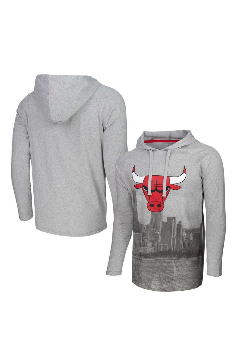 Stadium Essentials Men's Stadium Essentials Heather Gray Chicago Bulls Atrium Raglan Long Sleeve Hoodie T-Shirt, Main, color, Heather Gray