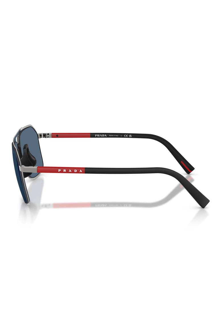 56mm Pilot Sunglasses, Alternate, color, GUNMETAL / DARK BLUE