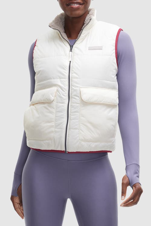 Peloton Cozy Fleece Reversible Vest In Pearl
