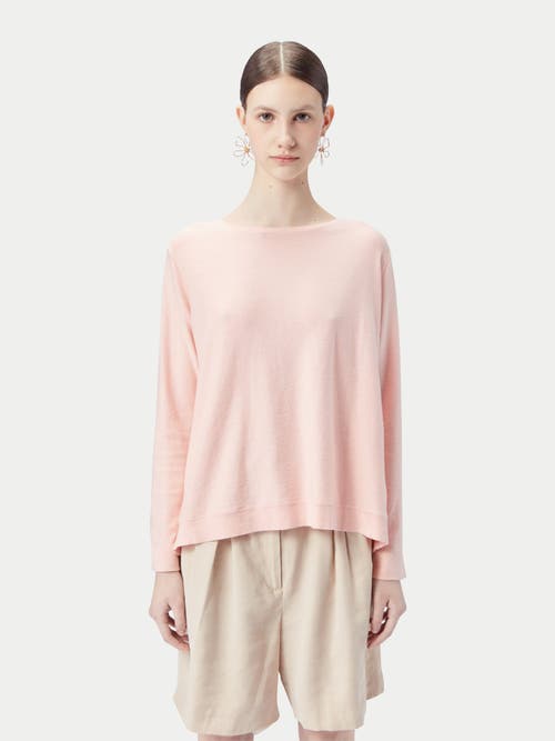 Gobi Mongolian Cashmere Boatneck Cotton Silk Cashmere Sweater In Primrose Pink