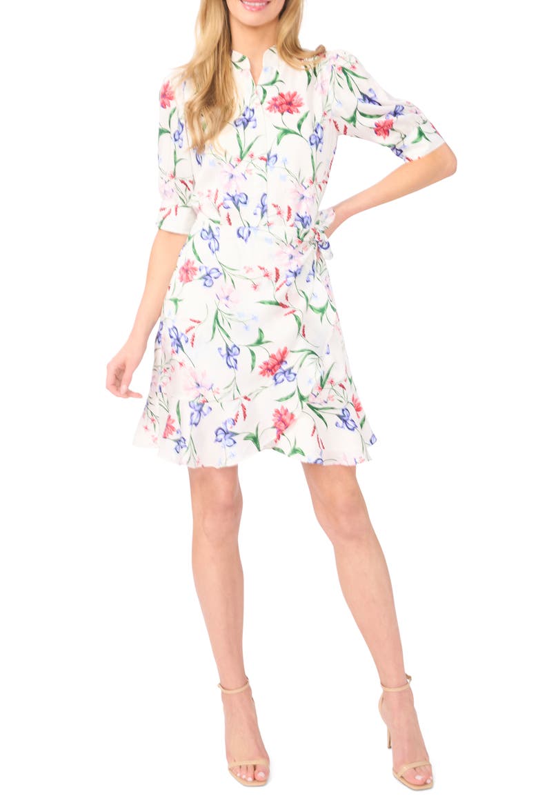 Floral Print Wrap Dress, Main, color, NEW IVORY