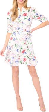 CeCe Floral Print Wrap Dress