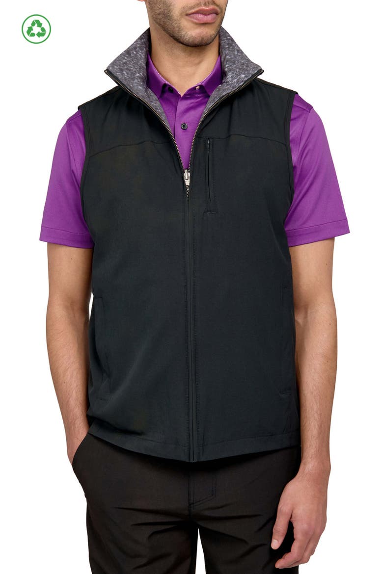 Regular Fit Texture Print Recycled Performance Reversible Vest, Alternate, color, BLACK