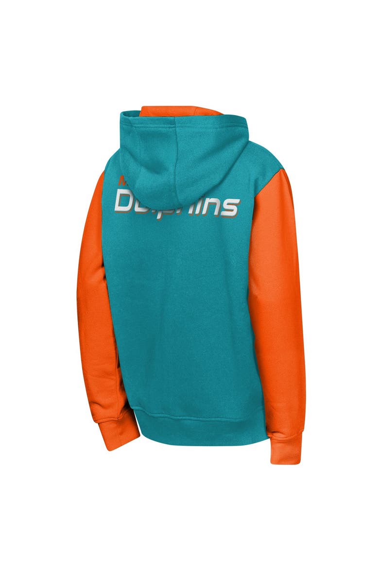 Youth Outerstuff Aqua Miami Dolphins Stadium Colorblock Full-Zip Hoodie, Alternate, color, Aqua